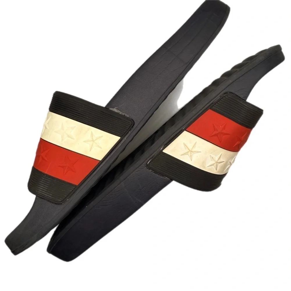 Tommy Hilfiger | Dulce 2 Dark Blue Red & White Slide Sandals Star Studded